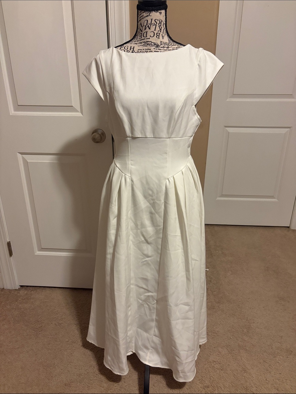 Cider Ivory Cap-Sleeve Midi Dress